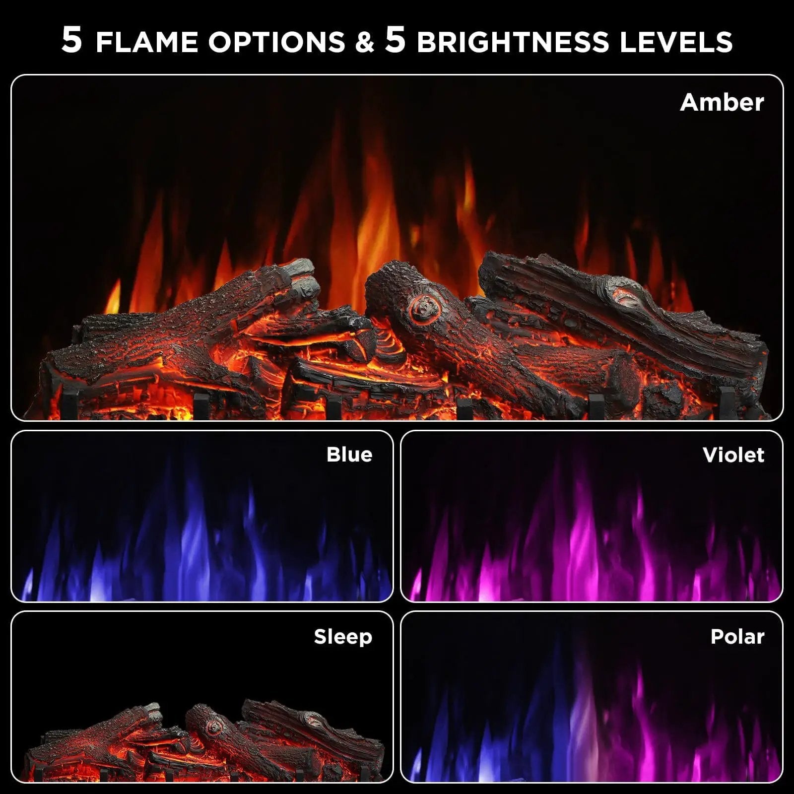 Eternal Flame EF26-LG Smart Electric Fireplace Logs, WiFi Enabled by TURBRO