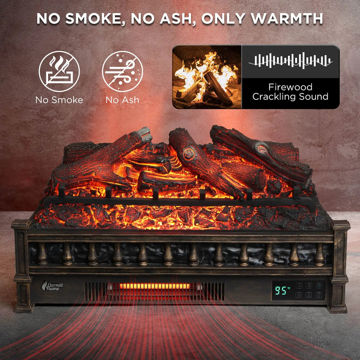 Eternal Flame EF26-LG Smart Electric Fireplace Logs, WiFi Enabled by TURBRO