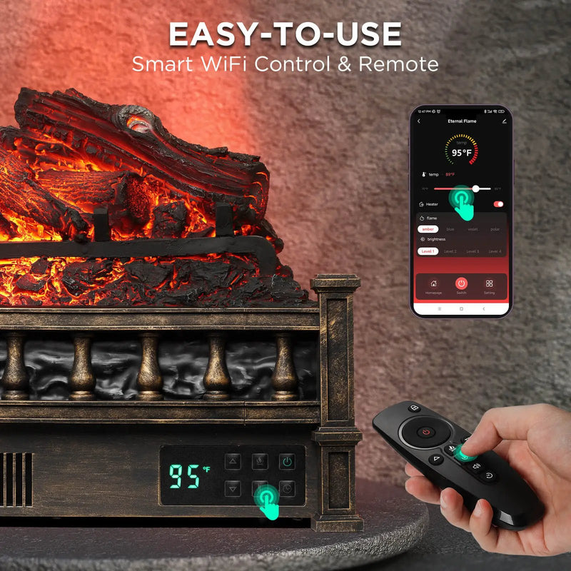 Eternal Flame EF26-LG Smart Electric Fireplace Logs, WiFi Enabled by TURBRO