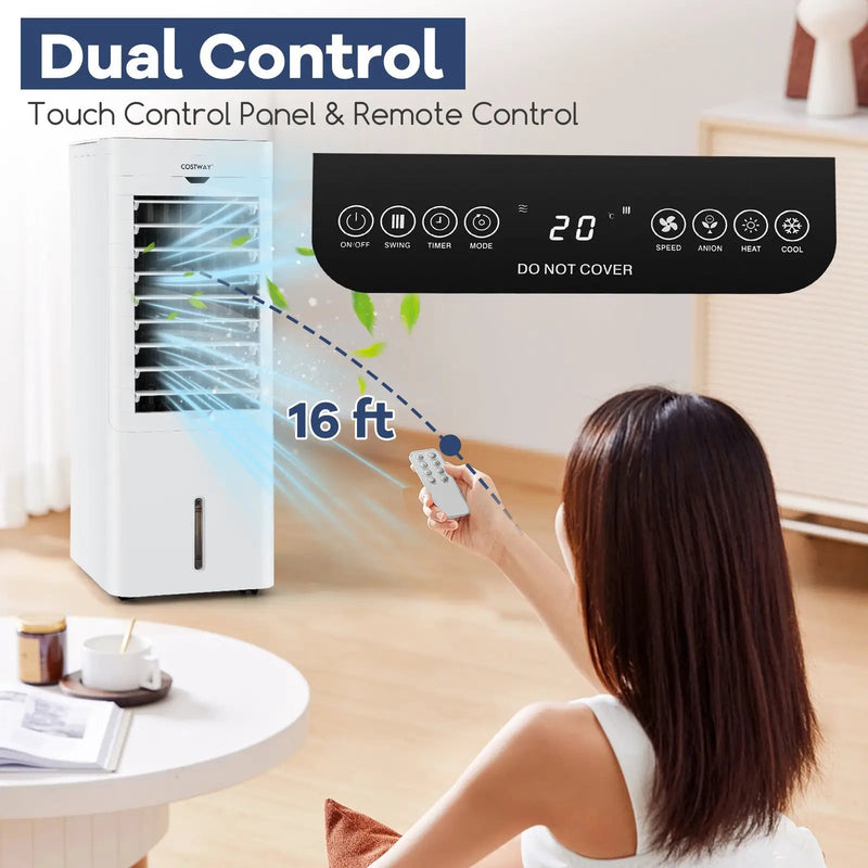 Evaporative Air Cooler and Heater with 3 Modes 3 Speeds and 2 Ice Boxes-White by DirectDeals