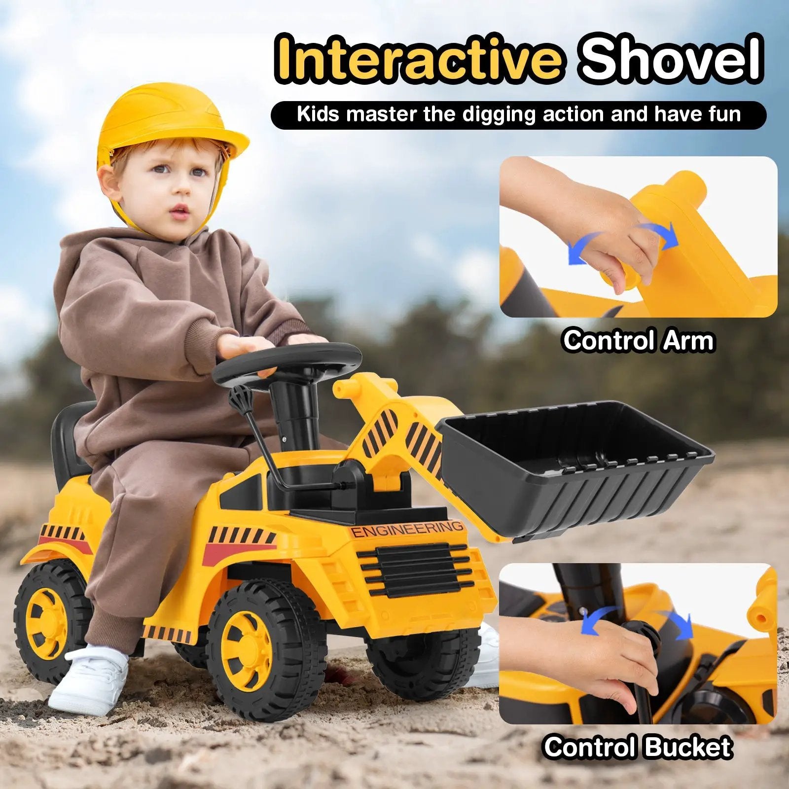 Excavator Digger Toy with Adjustable Bucket-Yellow by DirectDeals