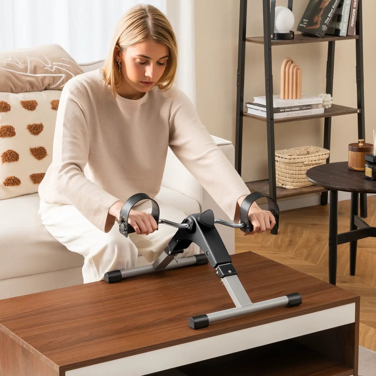 Under Desk Exercise Bike Pedal Exerciser with LCD Display for Legs and Arms Workout by DirectDeals