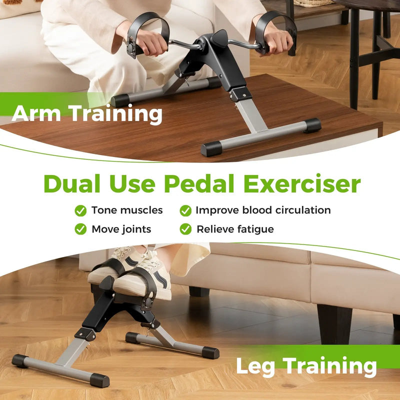 Under Desk Exercise Bike Pedal Exerciser with LCD Display for Legs and Arms Workout by DirectDeals