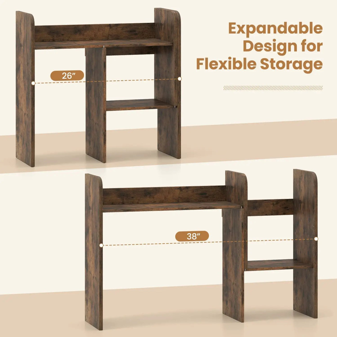 Expandable Desktop Bookshelf with Open Storage Cubes by DirectDeals
