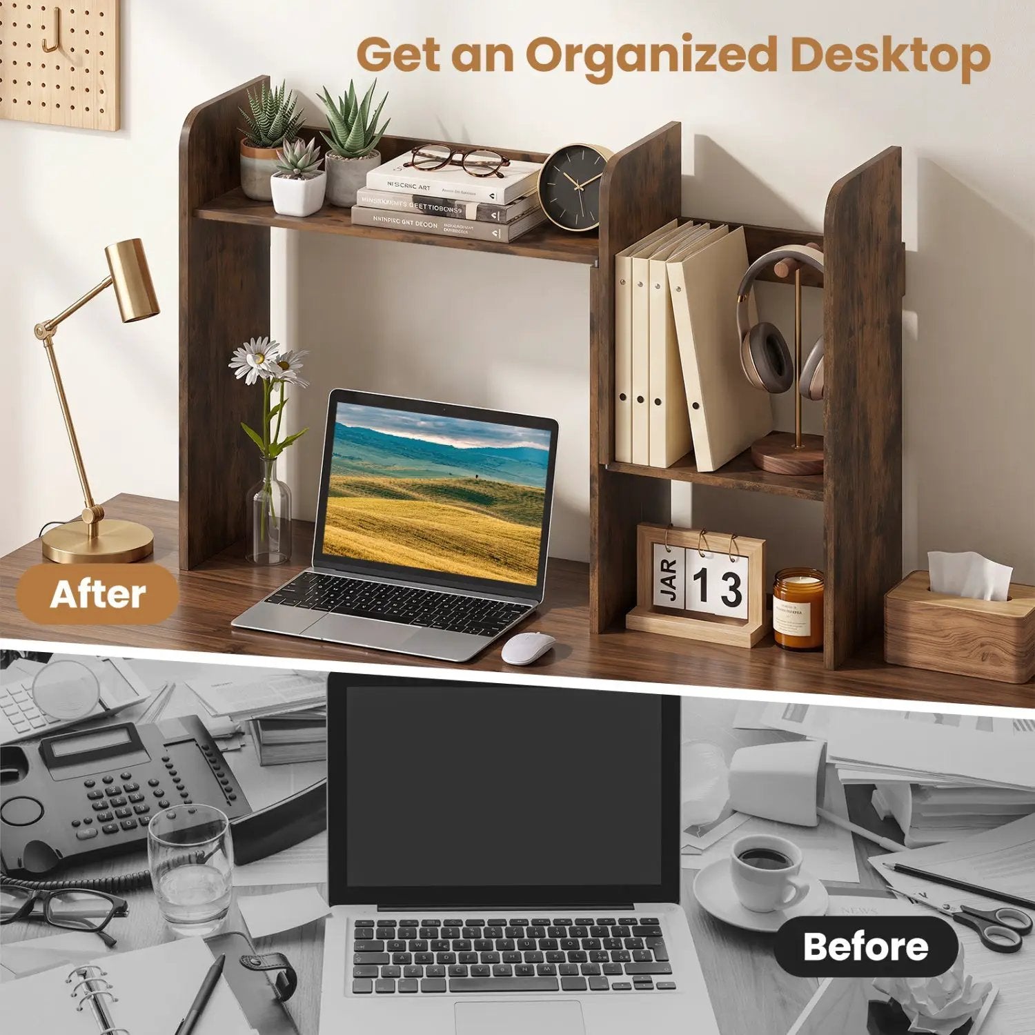 Expandable Desktop Bookshelf with Open Storage Cubes by DirectDeals