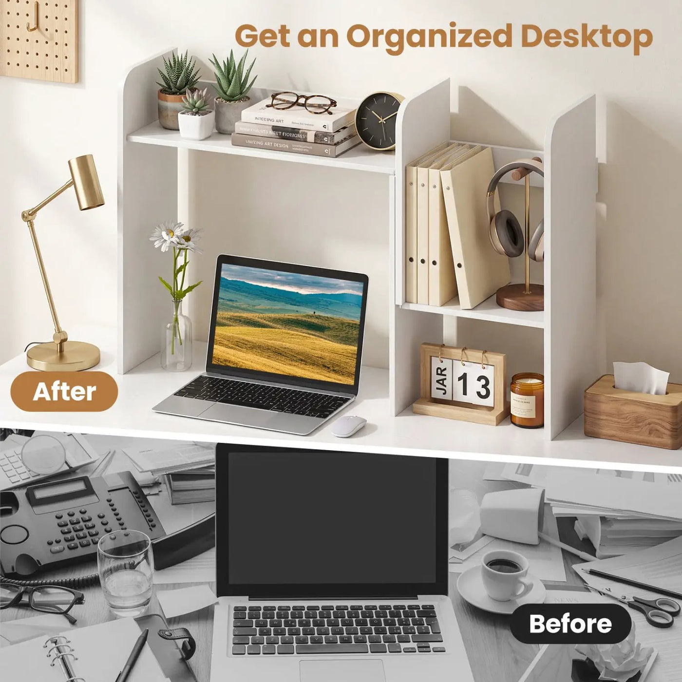 Expandable Desktop Bookshelf with Open Storage Cubes by DirectDeals