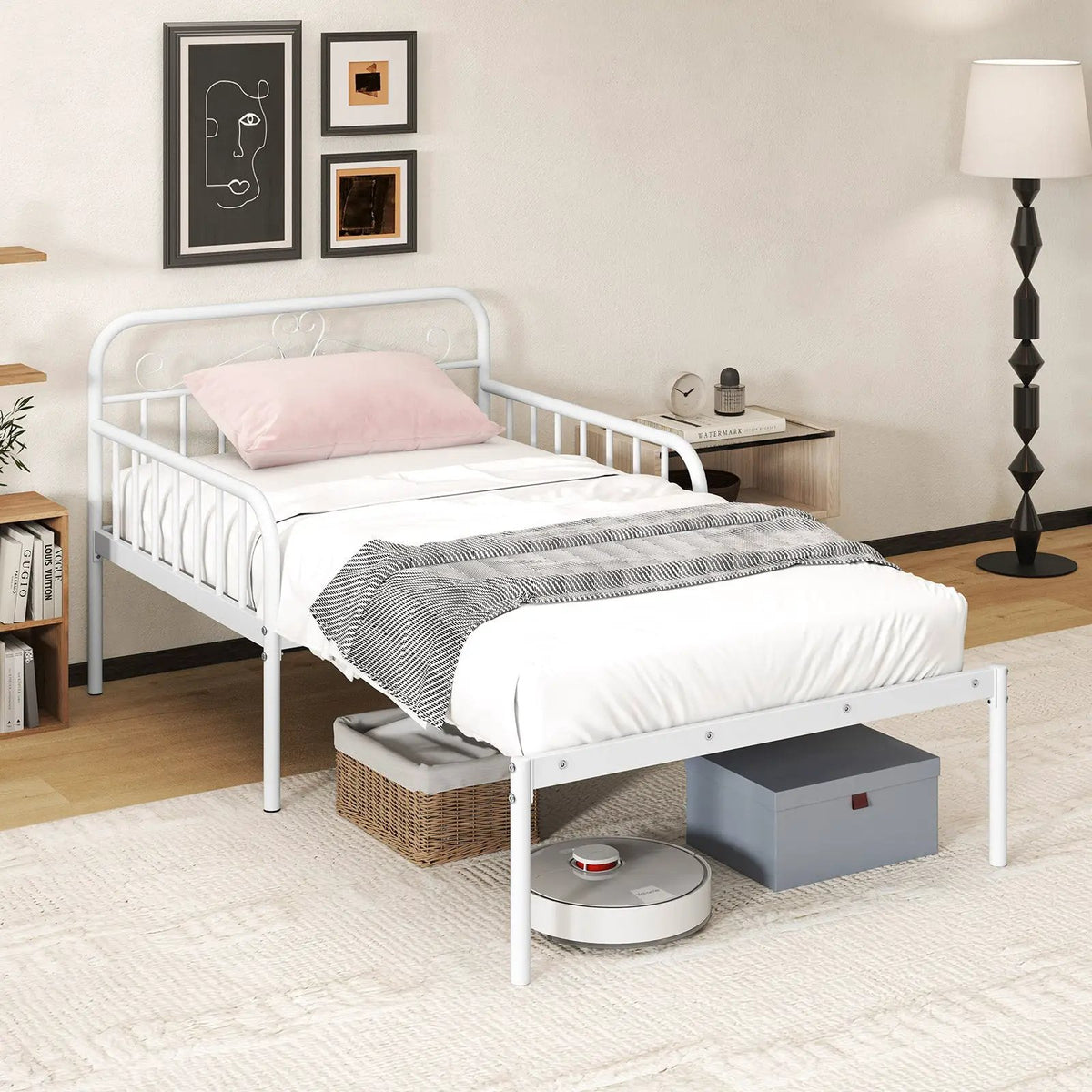 Extendable Metal Daybed to Twin Size Bed with Guardrails and Armrests, photo 6 of 9