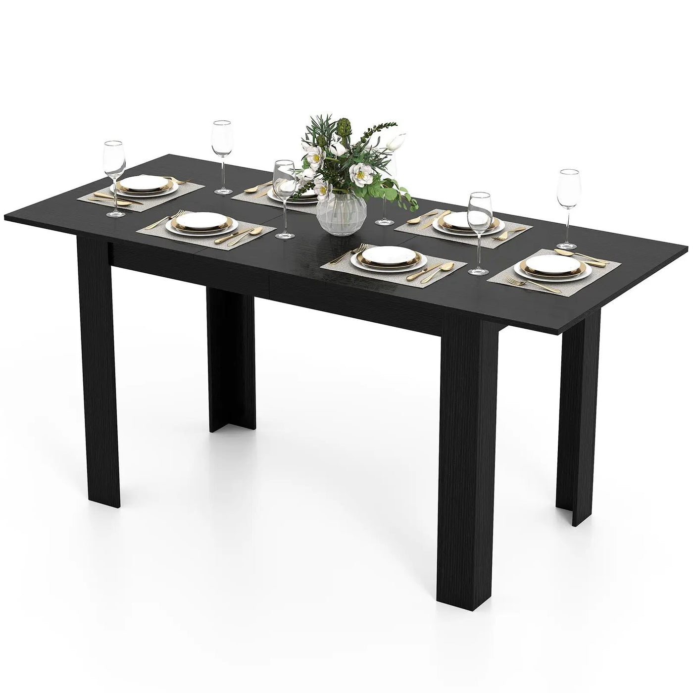 Extendable Dining Table for 4-8 People 47"-62" Large Rectangular Kitchen Table by DirectDeals