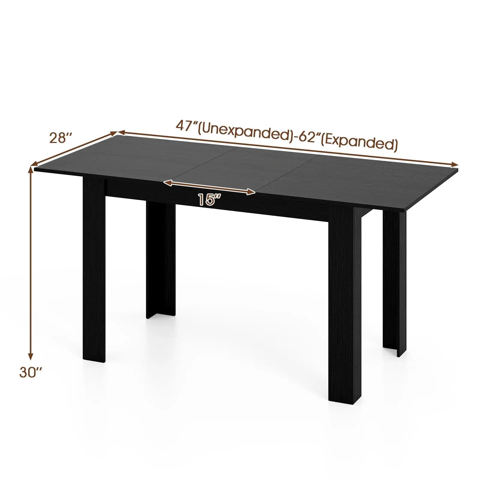 Extendable Dining Table for 4-8 People 47"-62" Large Rectangular Kitchen Table by DirectDeals