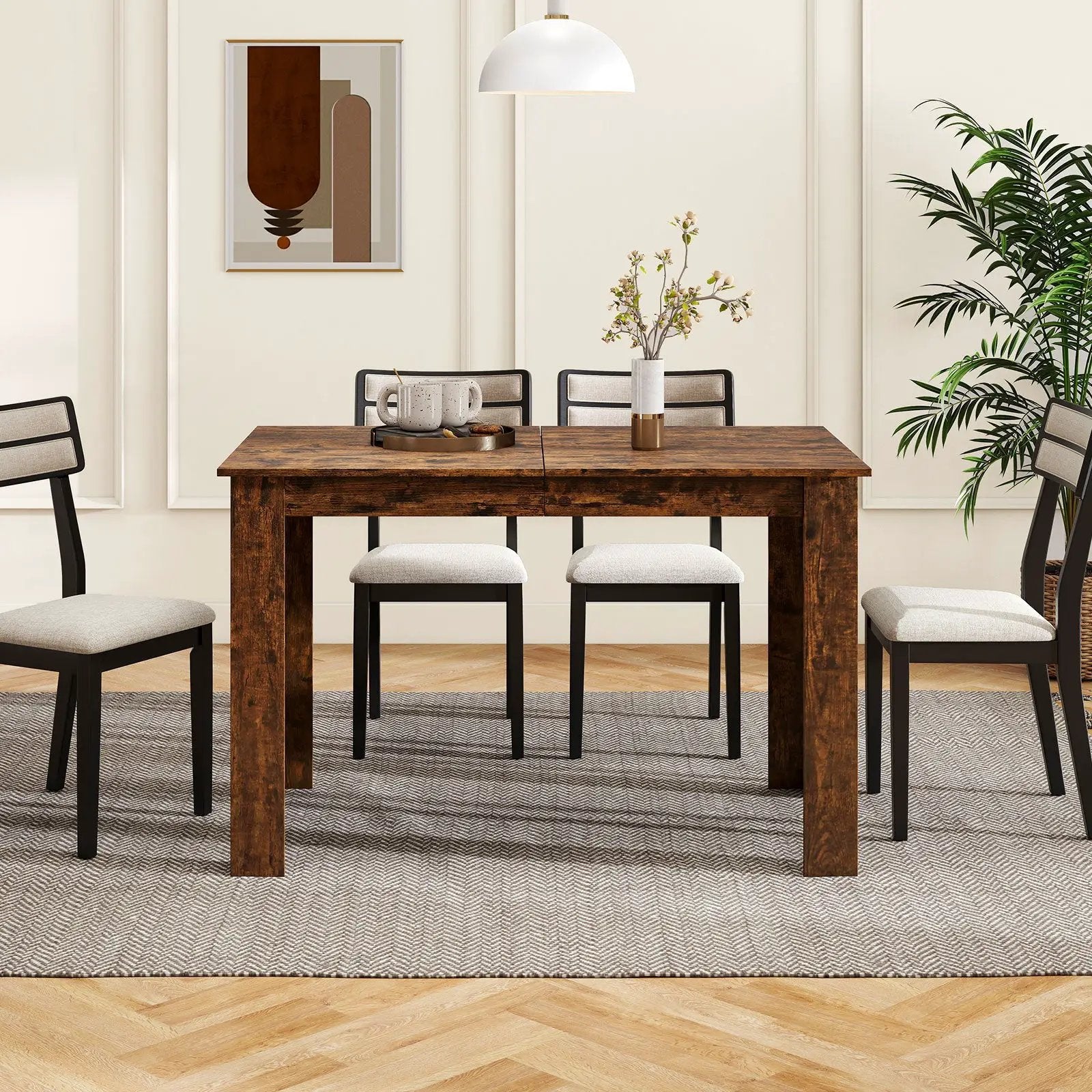 Extendable Dining Table for 4-8 People 47"-62" Large Rectangular Kitchen Table by DirectDeals