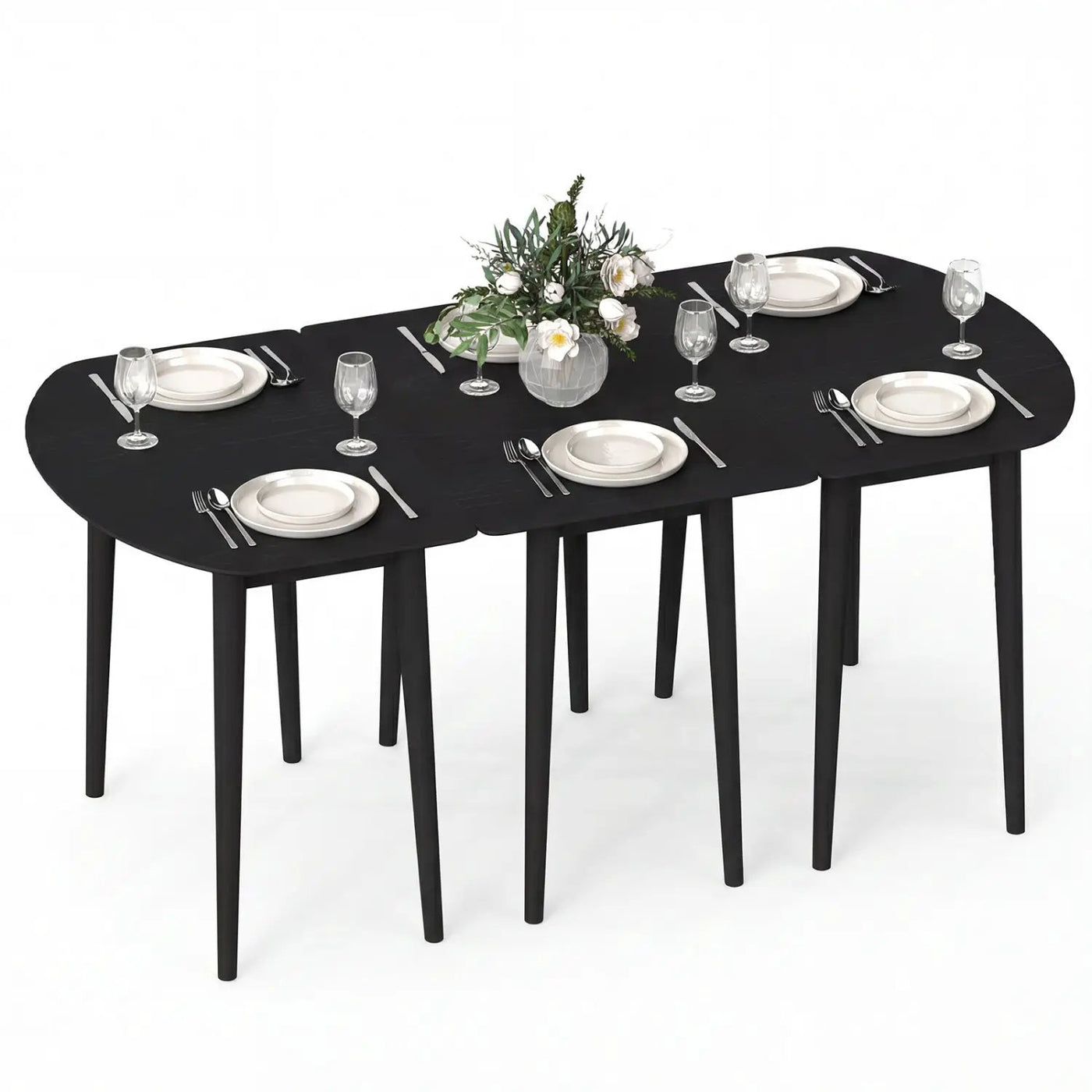 Extendable Dining Table Set with 2 Half-Round and 1 Rectangular Tables by DirectDeals