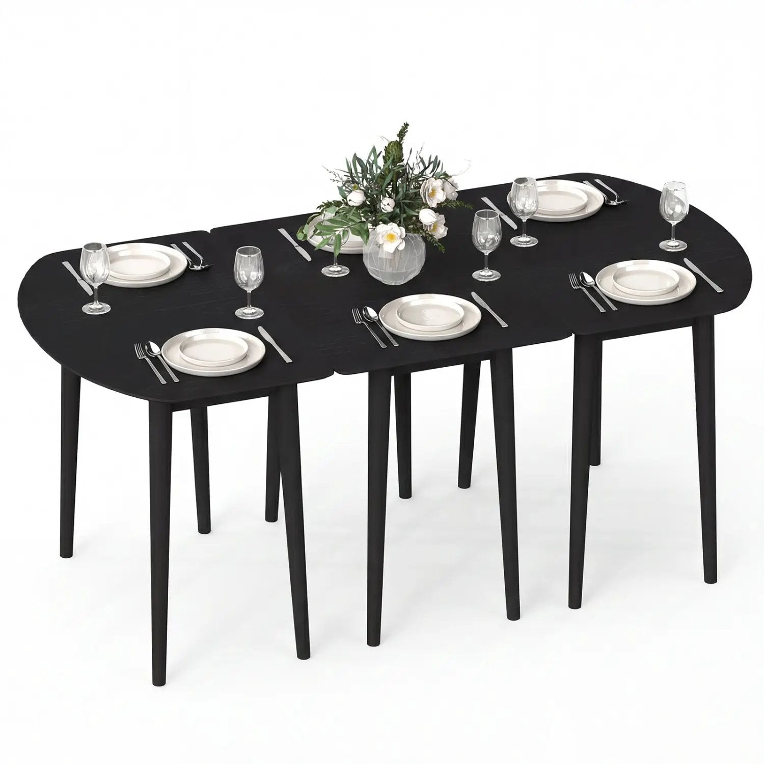 Extendable Dining Table Set with 2 Half-Round and 1 Rectangular Tables by DirectDeals