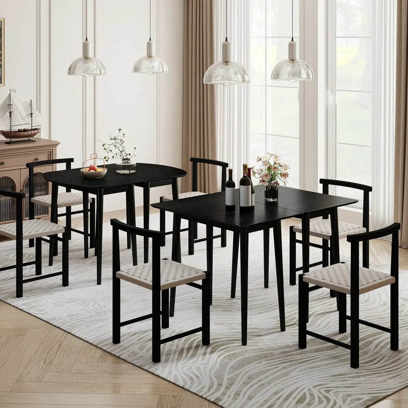 Extendable Dining Table Set with 2 Half-Round and 1 Rectangular Tables by DirectDeals