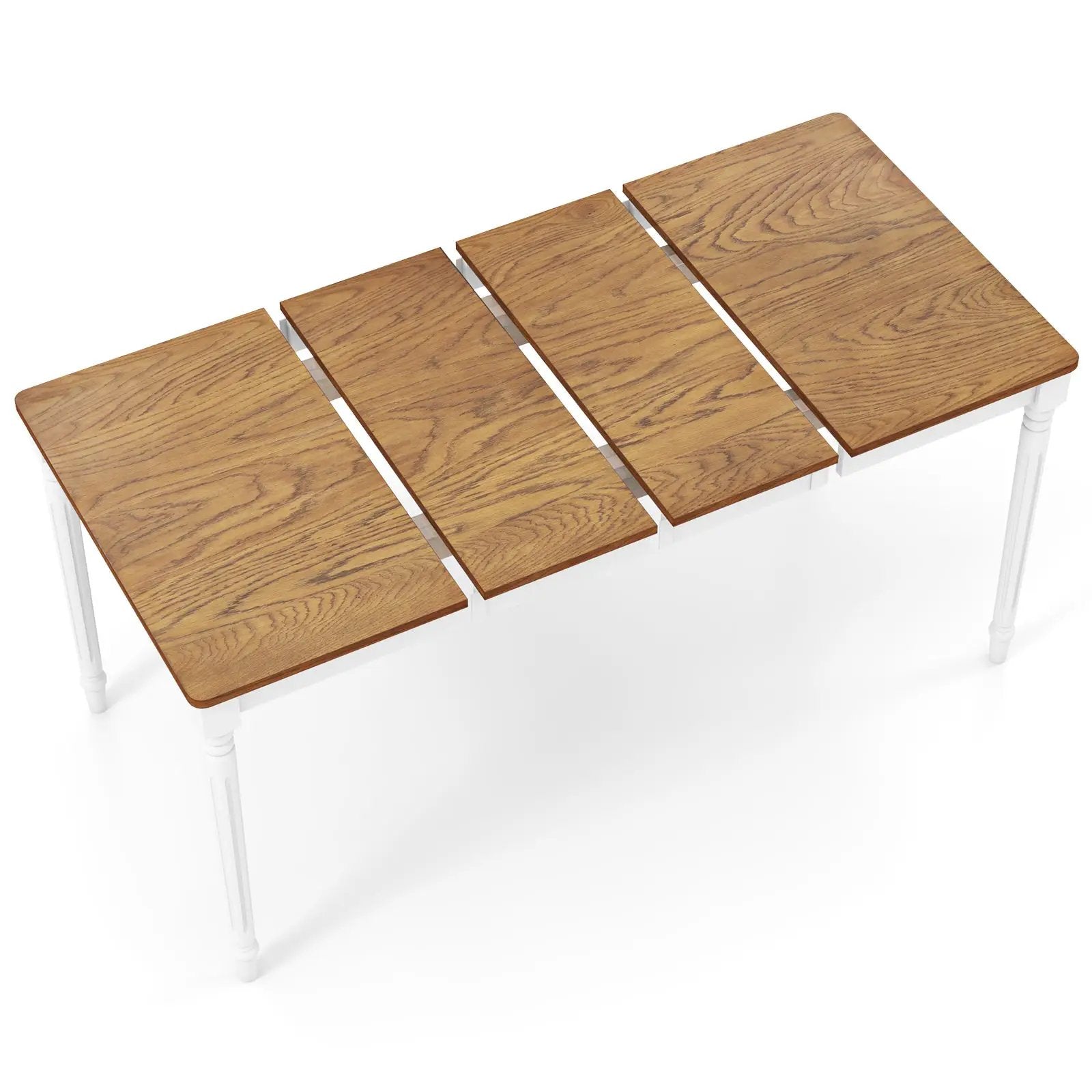 Extendable Dining Table with Rubber Wood Legs for 4-8 People-White by DirectDeals