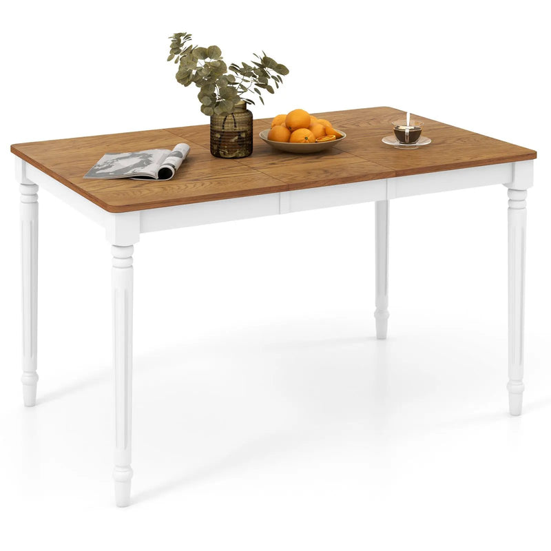 Extendable Dining Table with Rubber Wood Legs for 4-8 People-White by DirectDeals