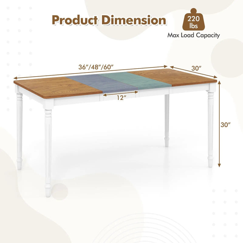 Extendable Dining Table with Rubber Wood Legs for 4-8 People-White by DirectDeals