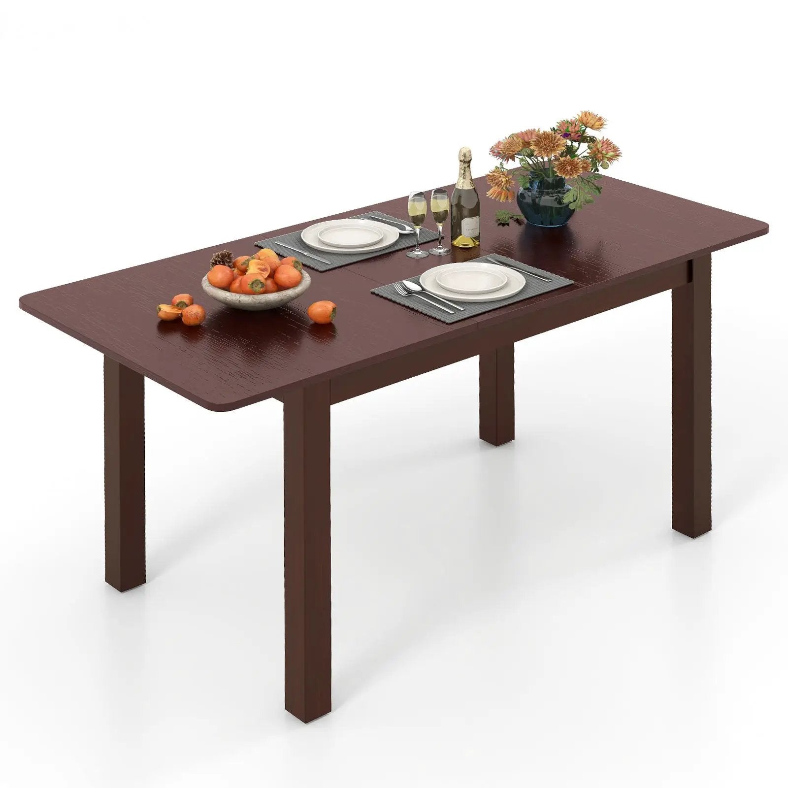 Extendable Folding Dining Table with Rubber Wood Frame and Safety Locks by DirectDeals
