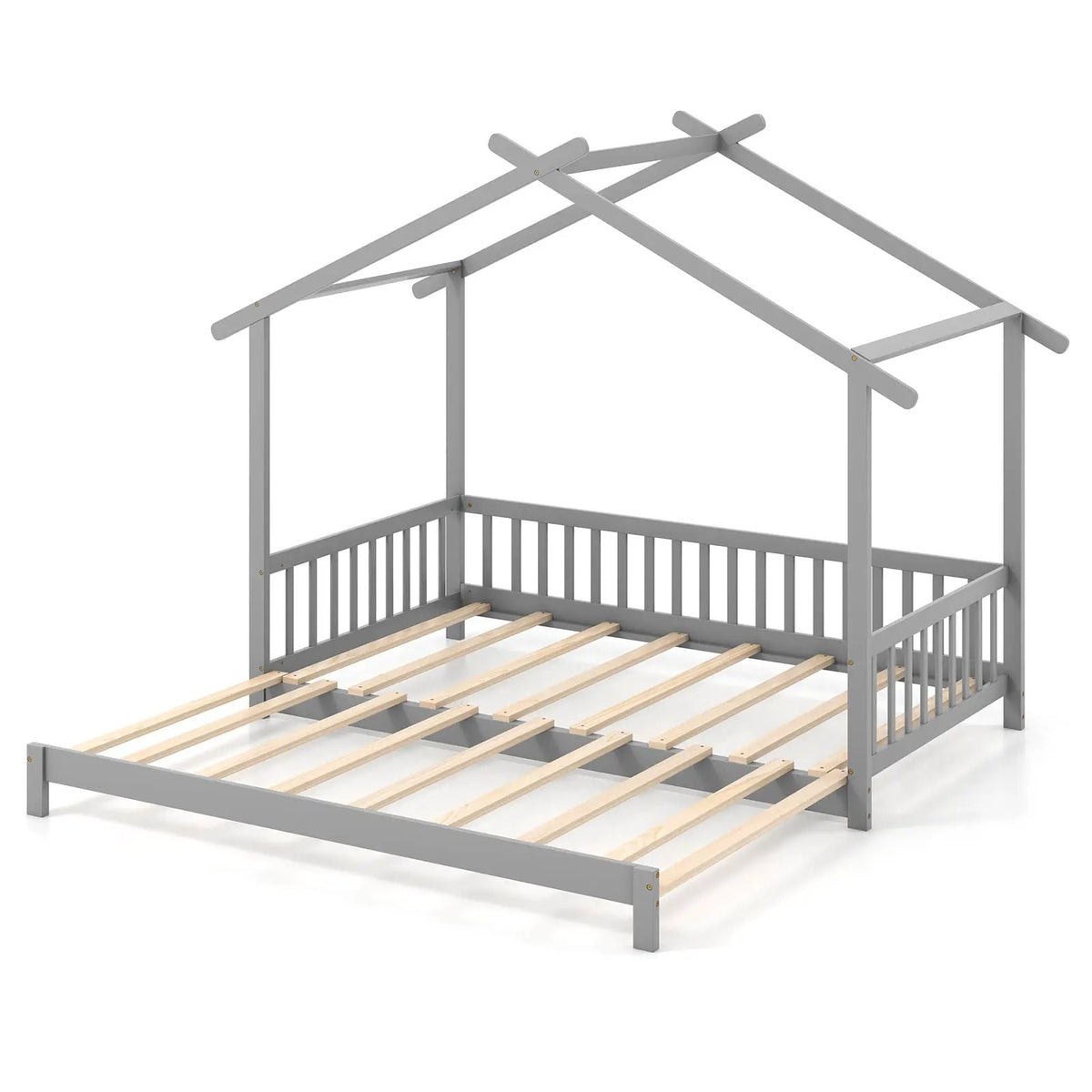 Extendable House Bed Twin to King Daybed with Roof and Fence Rails, photo 4 of 10