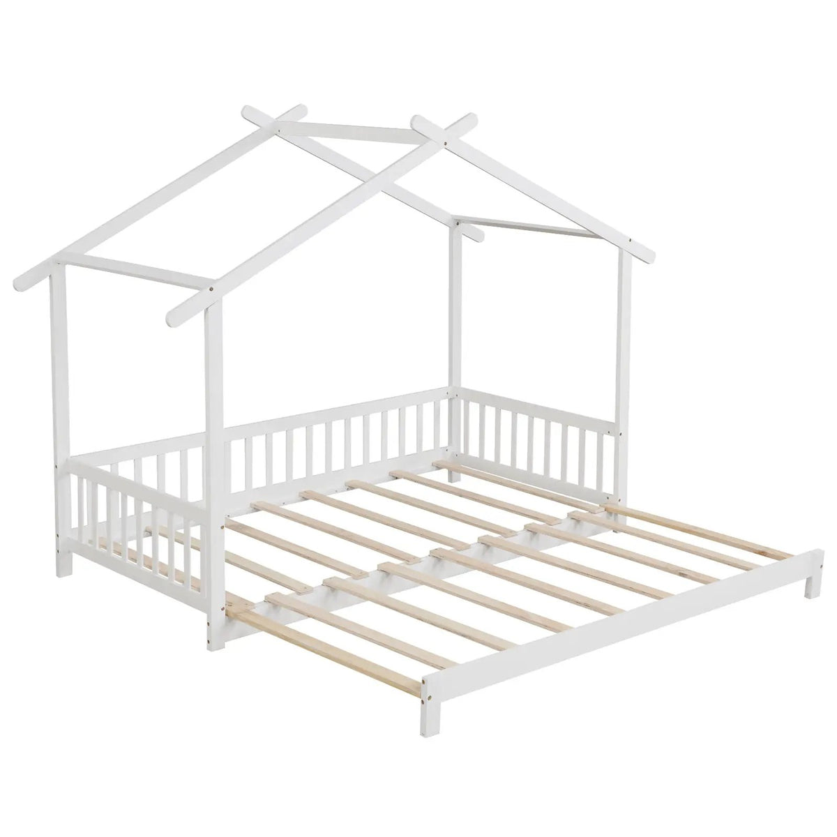 Extendable House Bed Twin to King Daybed with Roof and Fence Rails, photo 10 of 10