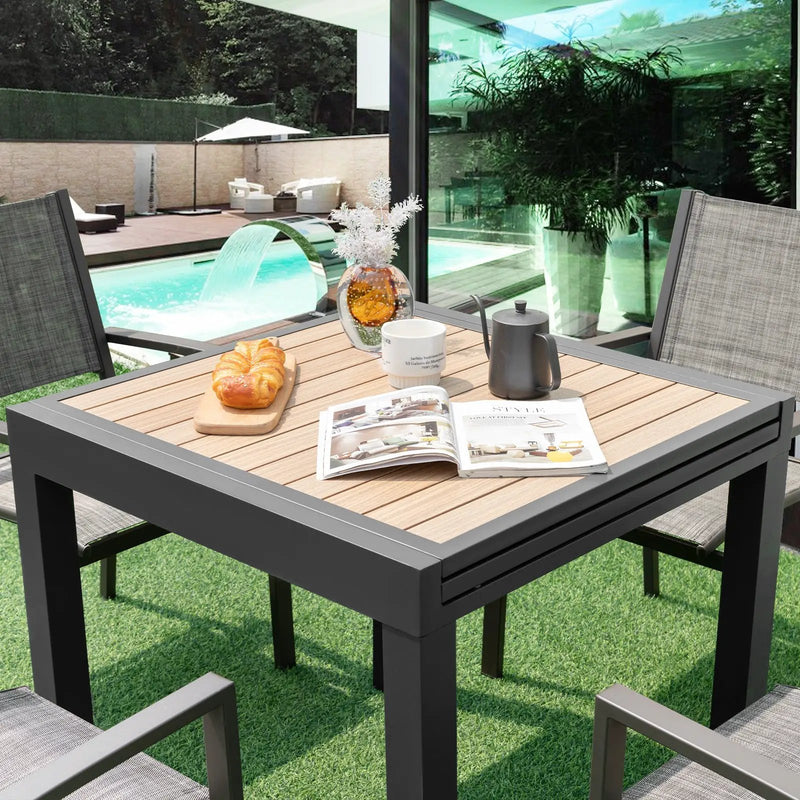 31.5-63 Inches Extendable Patio Table for 4-6 People-Natural by DirectDeals