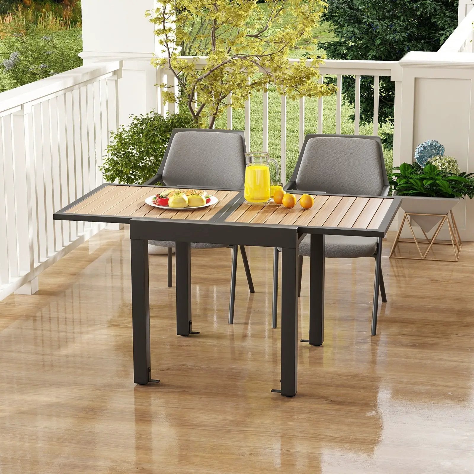 31.5-63 Inches Extendable Patio Table for 4-6 People-Natural by DirectDeals