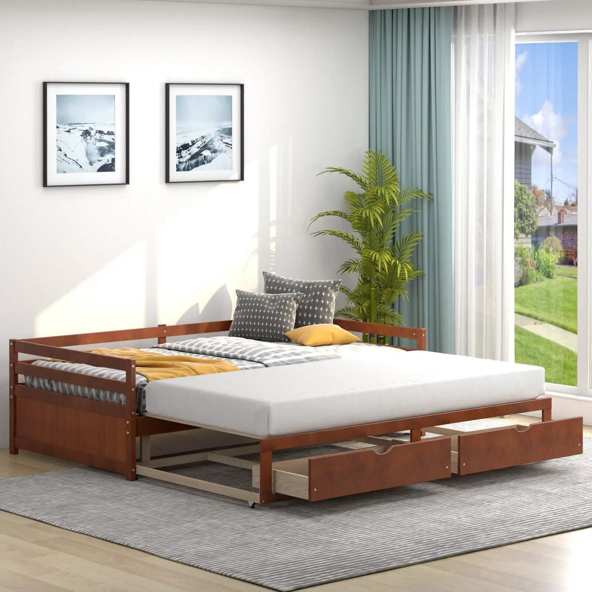 Extendable Twin to King Daybed with Trundle and 2 Storage Drawers, photo 2 of 9