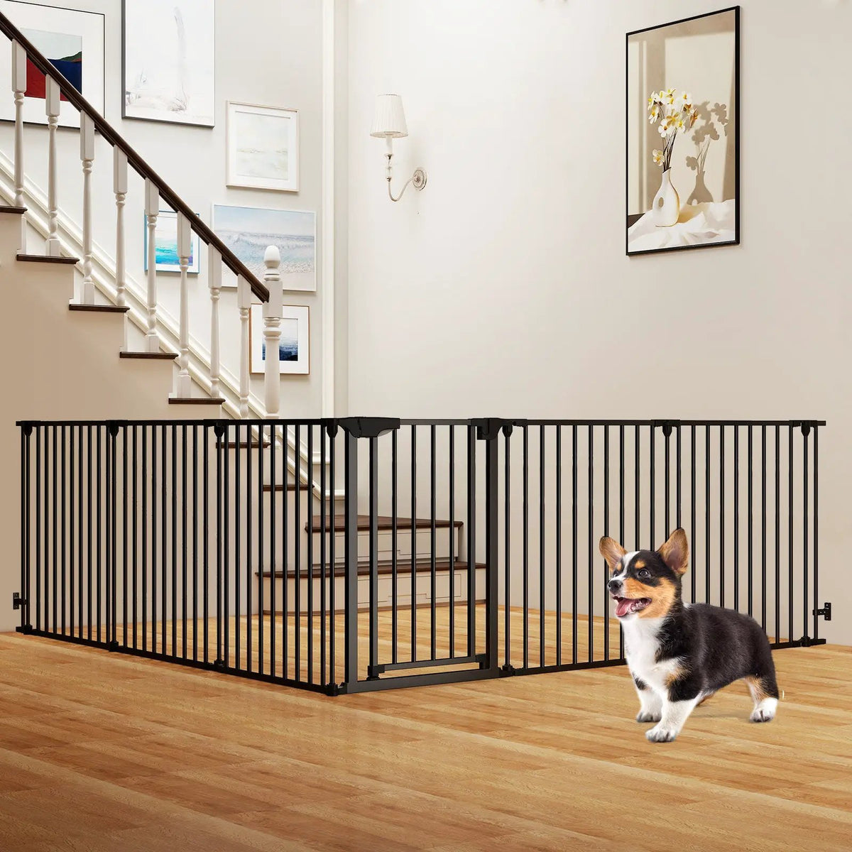 Extra Wide Baby Gate Fits 34.5-154" Openings 6-Panel Adjustable Pet Safety Fence, photo 15 of 16