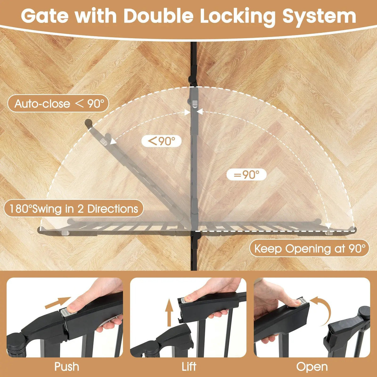 Extra Wide Baby Gate Fits 34.5-154" Openings 6-Panel Adjustable Pet Safety Fence, photo 3 of 16