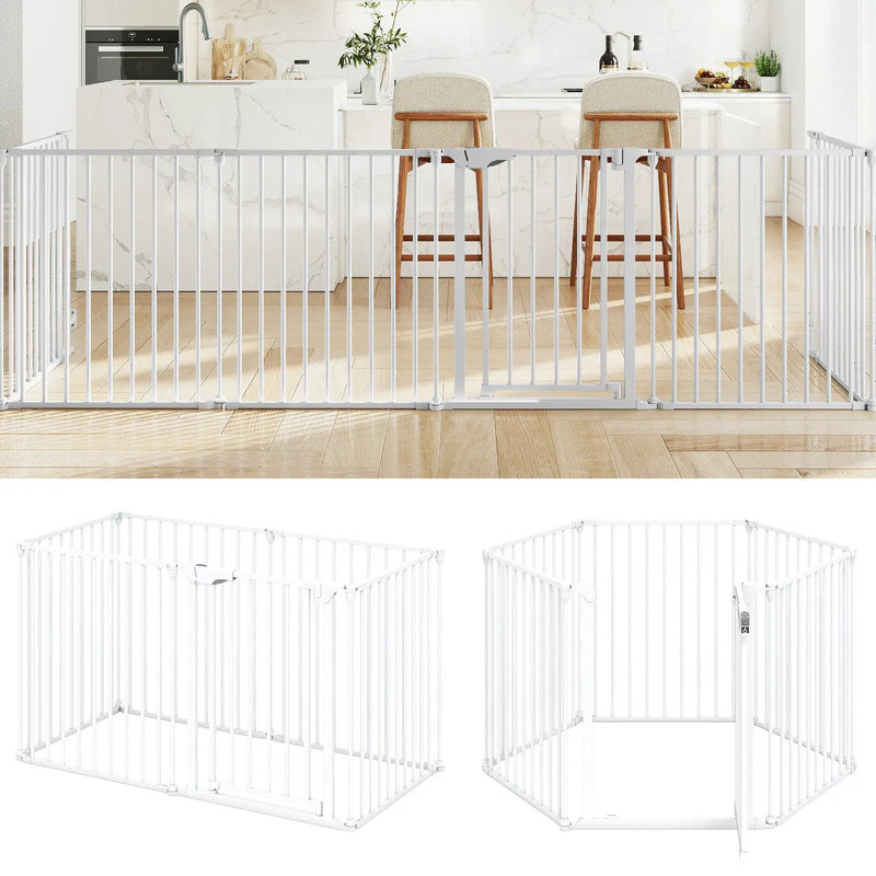 Extra Wide Baby Gate Fits 34.5-154" Openings 6-Panel Adjustable Pet Safety Fence by DirectDeals