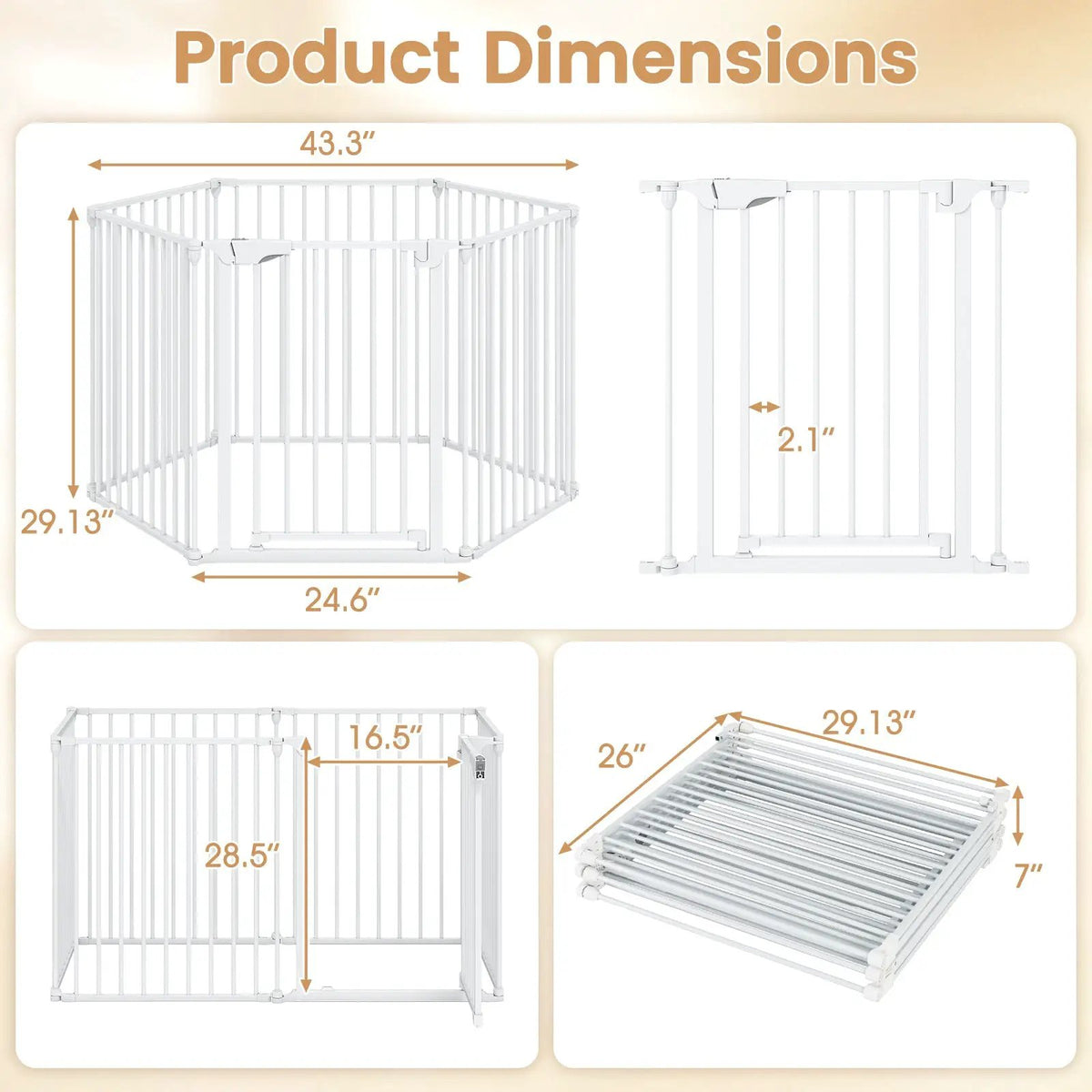 Extra Wide Baby Gate Fits 34.5-154" Openings 6-Panel Adjustable Pet Safety Fence, photo 8 of 16