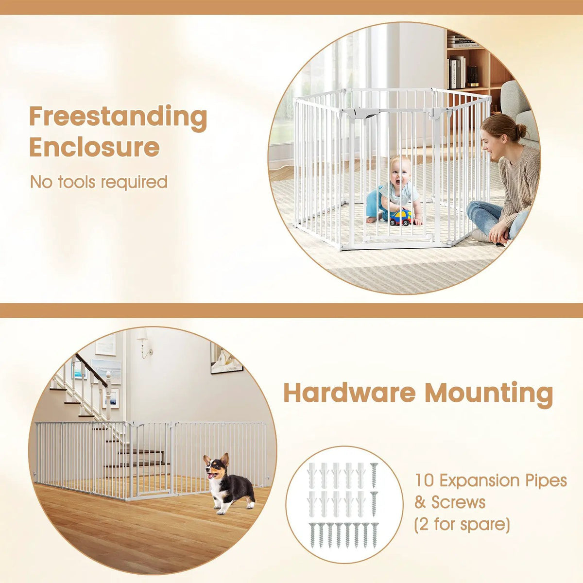 Extra Wide Baby Gate Fits 34.5-154" Openings 6-Panel Adjustable Pet Safety Fence, photo 2 of 16