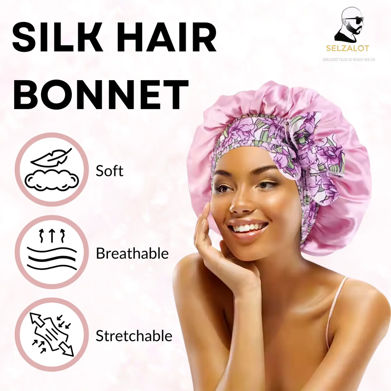 Curly Hair Bonnet Sleeping Hair Bonnet for Protecting Hair from Damage/Breakage Cute Bow Design Adjustable Bonnet for Long/Curly/Wavy Hair Sleep Bonnet for Natural Hair Protection by Selzalot