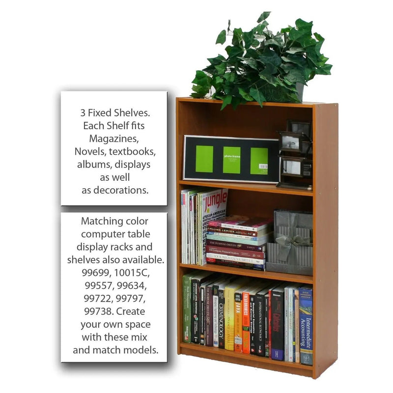 Light Cherry Finish 3-Tier Storage Shelves Bookcase by HomePacific