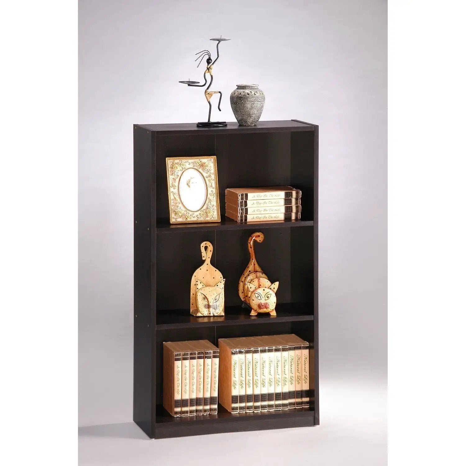 3-Tier Bookcase Storage Shelves in Espresso Finish by HomePacific