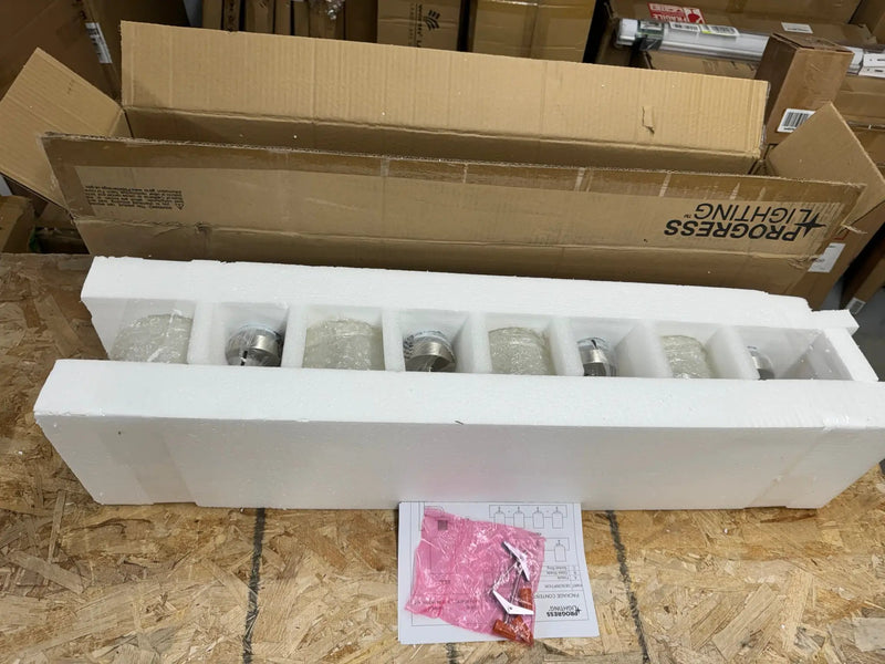 Progress Lighting Merry Collection 30 in. 4-Light Brushed Nickel Etched Glass Transitional Bathroom Vanity Light by Selzalot