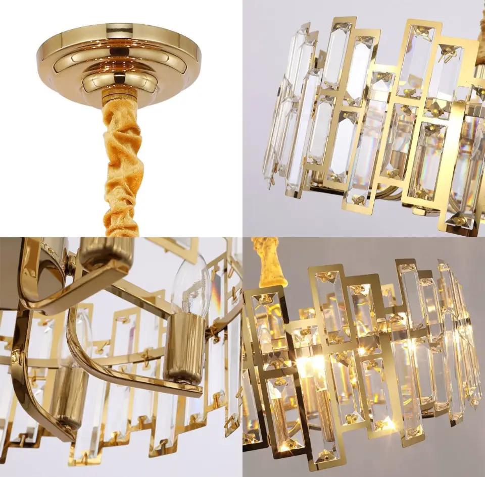 Akeelighting Gold Chandeliers Lighting Modern Crystal Chandelier 6 Light Contemporary Girls Bedroom Dining Room Ceiling Hanging Pendant Chandelier Lighting Fixture by Selzalot