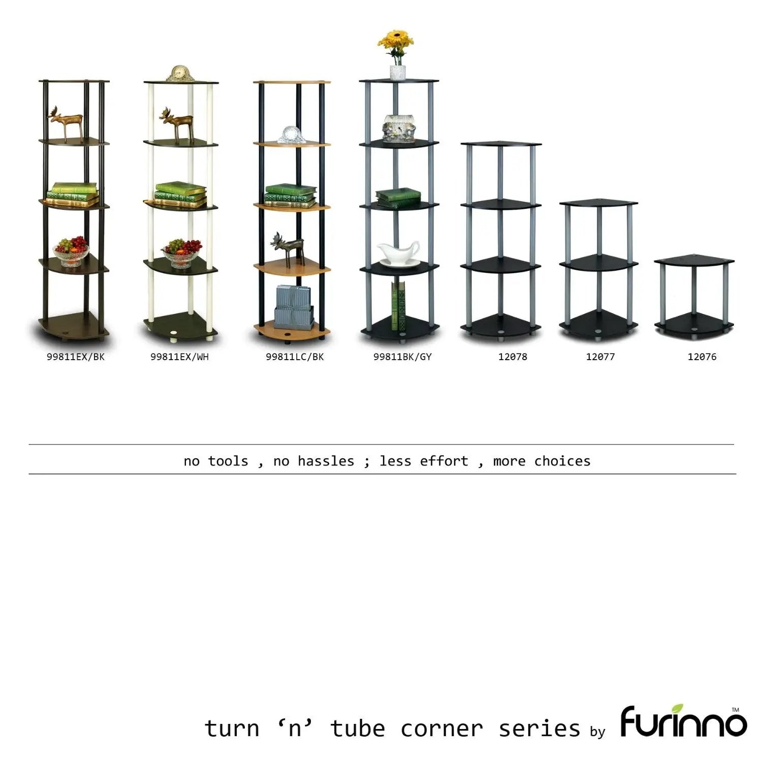 5-Tier Corner Display Shelf Bookcase in Espresso & Black by HomePacific