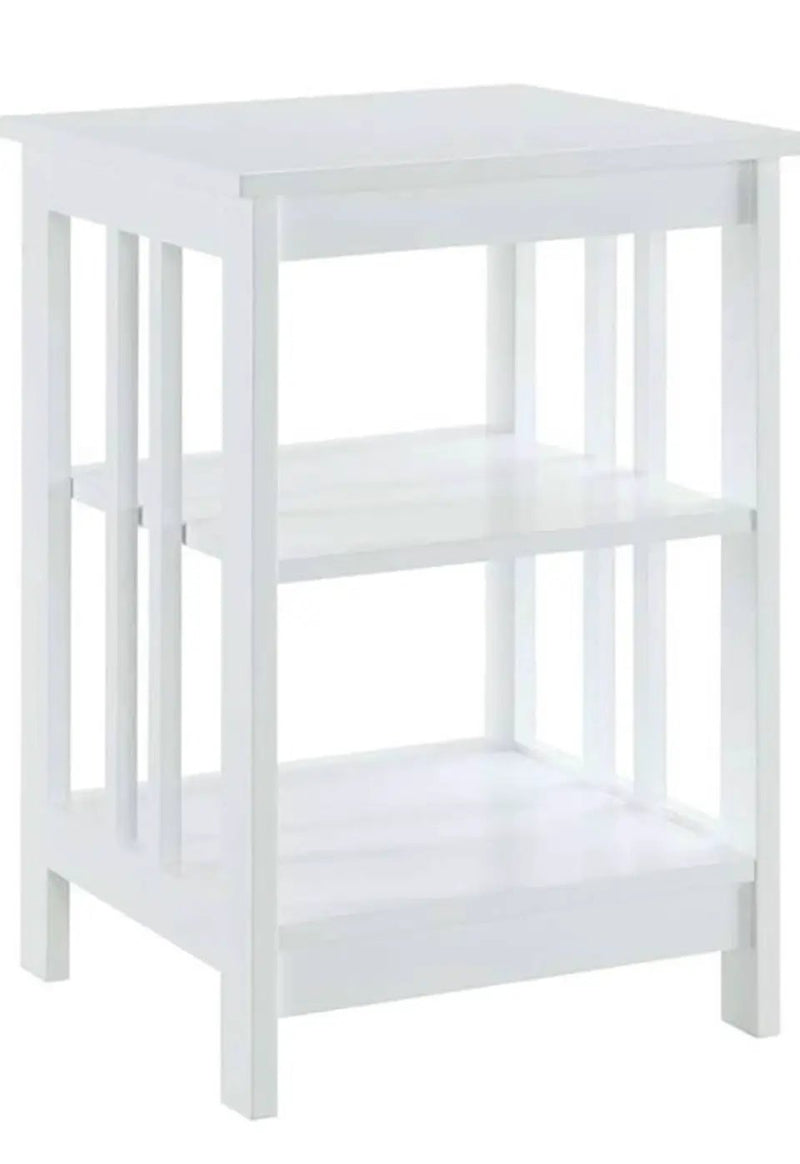 Open box Convenience Concepts Mission End Table with Shelves, White by Selzalot