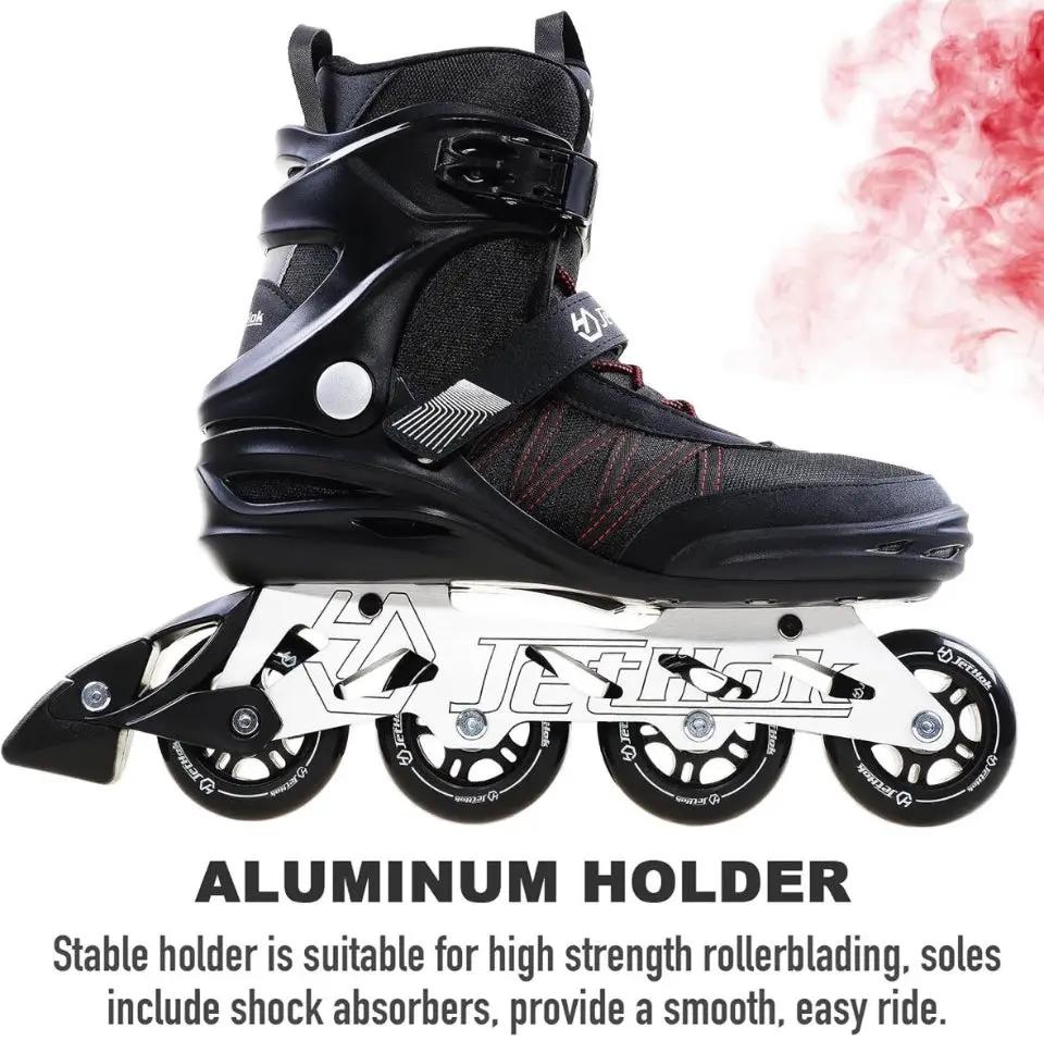 JetHok Fitness Inline Skate, Professional Aluminum Inline Rollerskates Outdoor (Black and Red, Size 7-11) by Selzalot