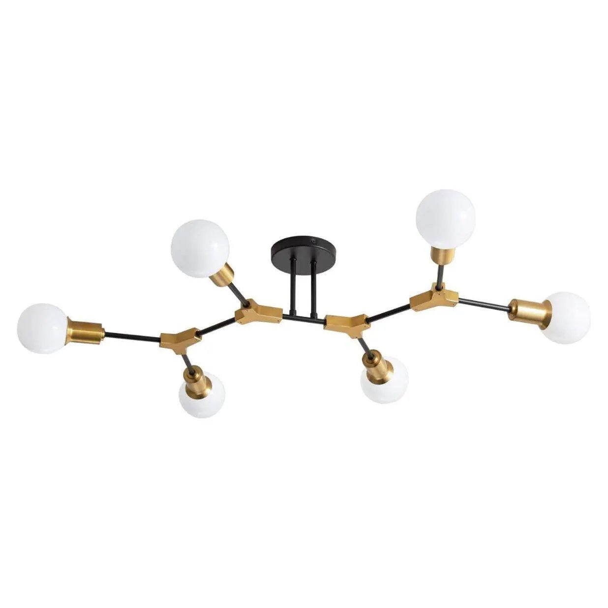 Epinl Modern Sputnik Light Fixture 6-Lights Chandelier Black and Gold Chandelier Metal Semi Flush Mount Ceiling Light for Bedroom Living Room Hallway.E26 Socket by Selzalot