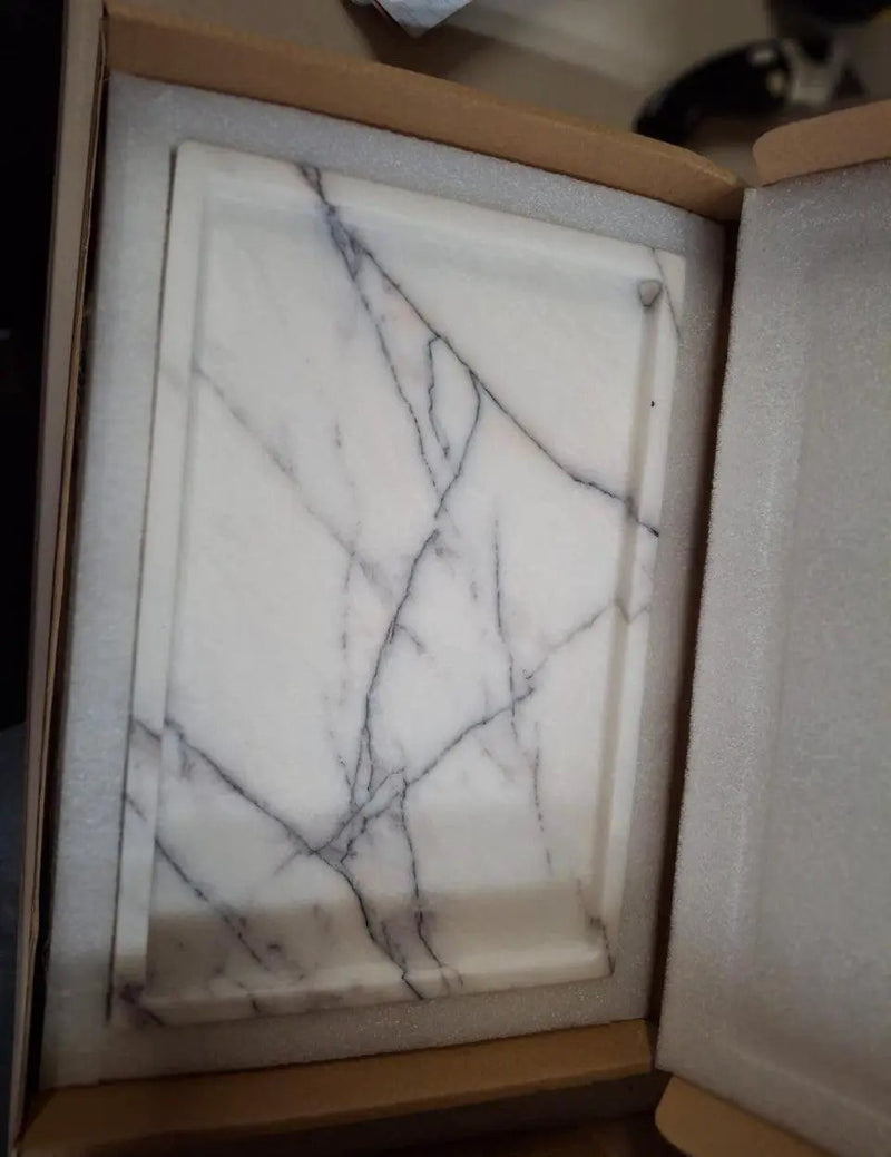 Open box DUANYAN Real Luxurious Vanity Tray Natural Genuine Marble Storage Tray for Home Decor Stone Tray for Bathroom/Kitchen/Vanity/Dresser Non-Res by Selzalot