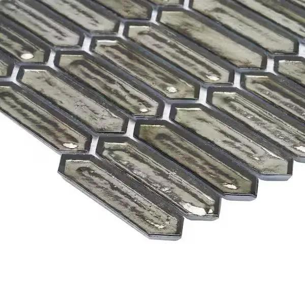 Sealed New Ivy Hill Tile Fargin Platinum Moss Elongated Hexagon 12 in. x 10 in. x 7mm Polished Glass Mosaic Tile (0.82 sq. ft.) by Selzalot