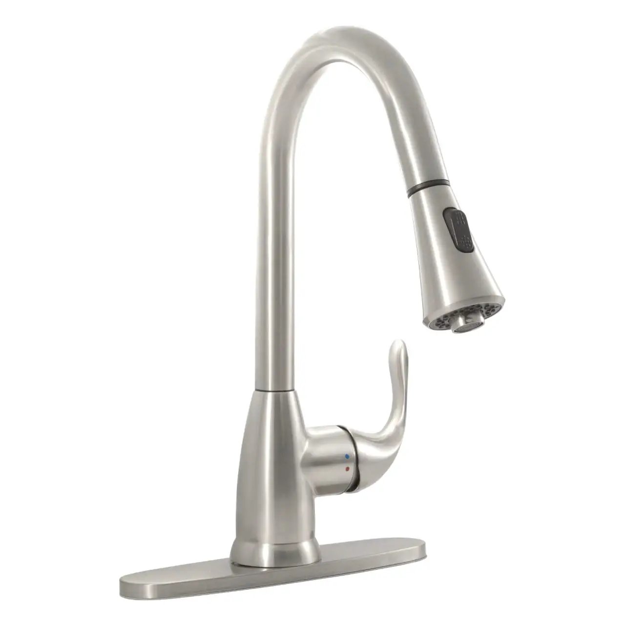 1 Handle Pull-down Sprayer Kitchen Faucet 803 Brushed Nickel Tiles close up