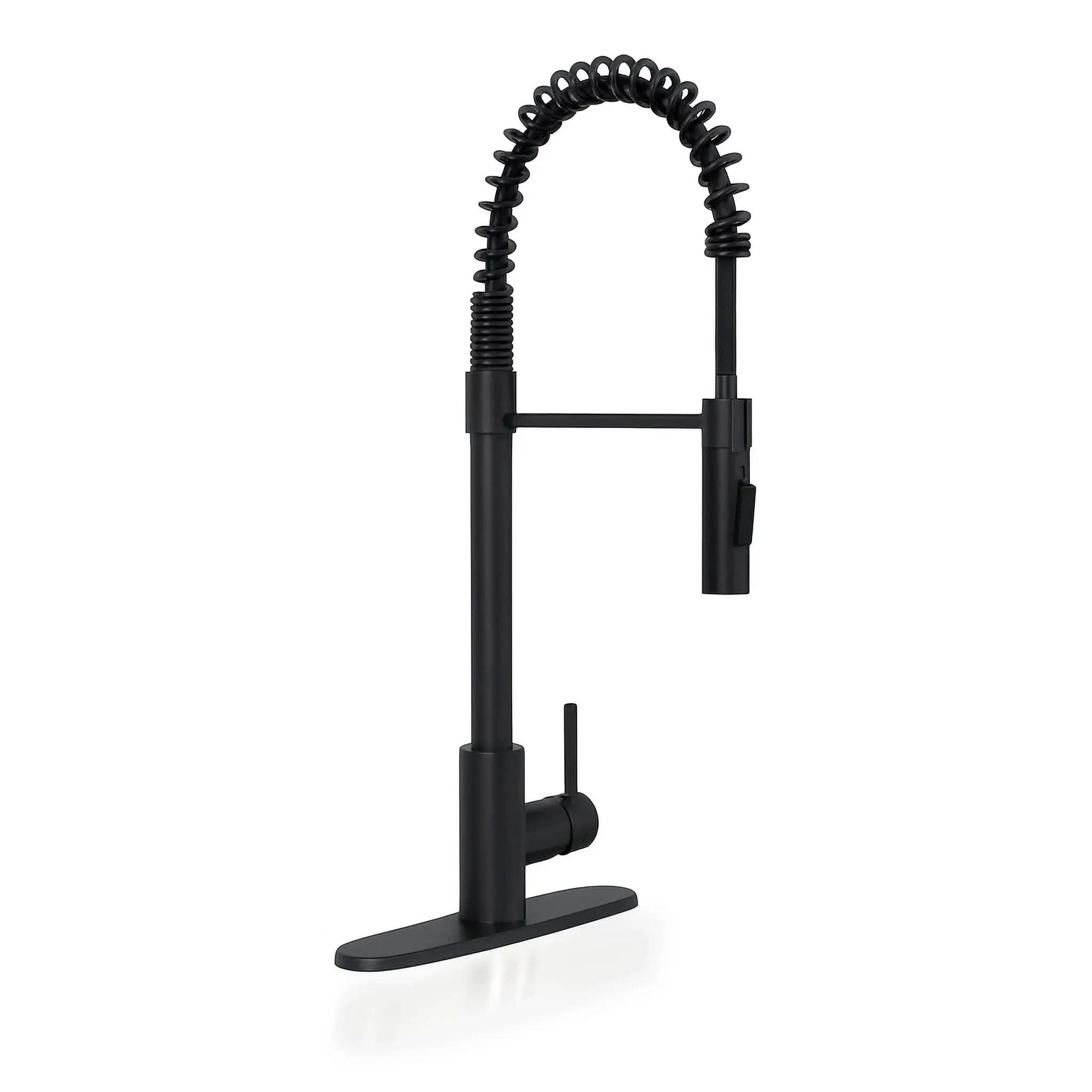 Pull-down Kitchen Faucet 804: Matte Black With Deckplate by MSI Surfaces