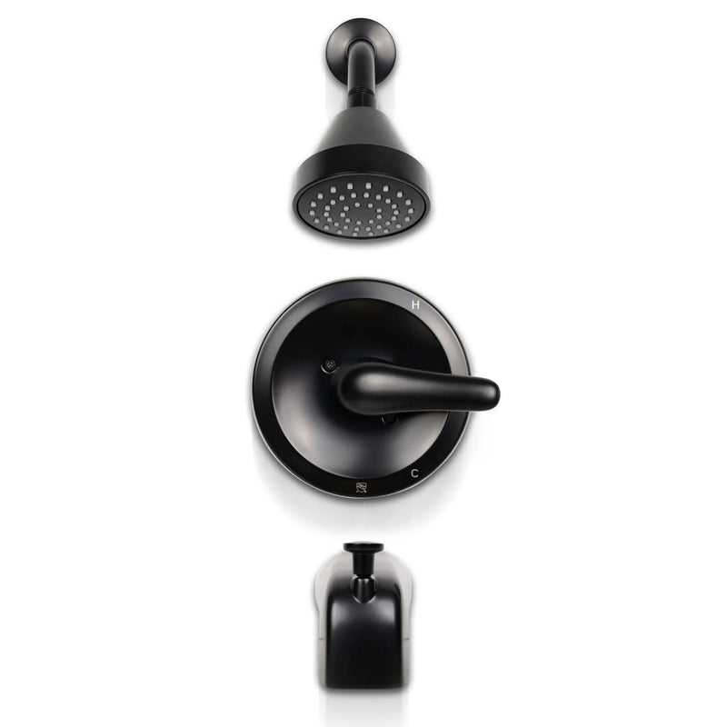 608 Matte Black Tub Shower Faucet With Balance Valve by MSI Surfaces