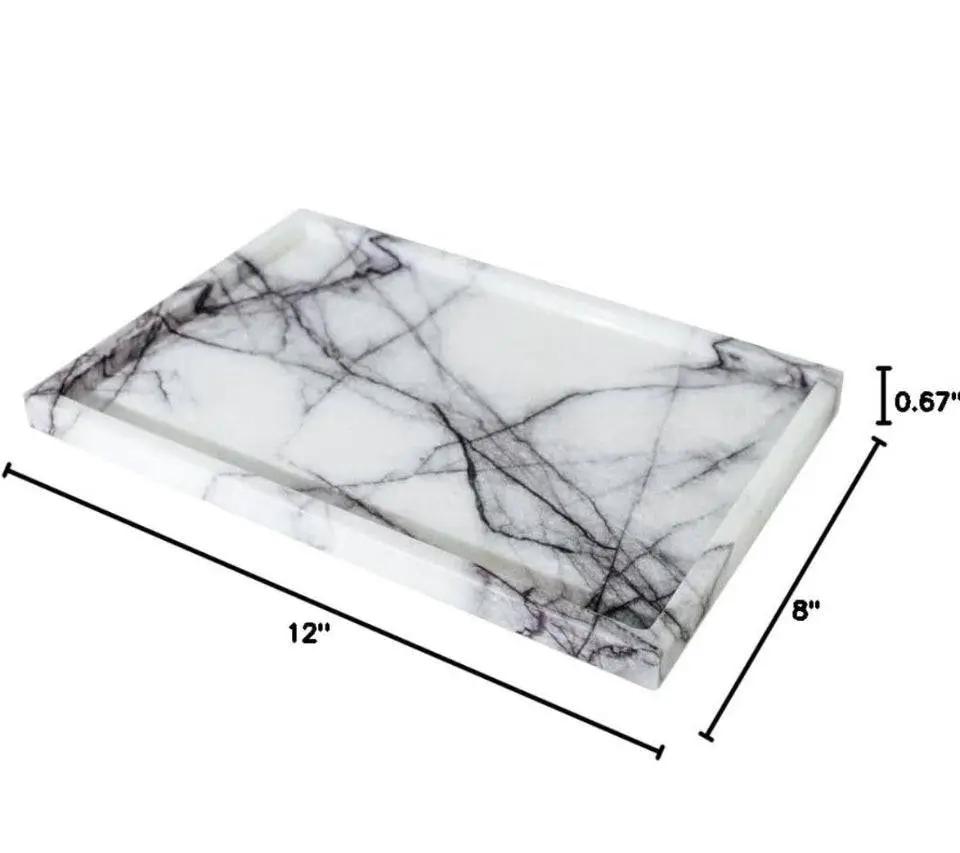 Open box DUANYAN Real Luxurious Vanity Tray Natural Genuine Marble Storage Tray for Home Decor Stone Tray for Bathroom/Kitchen/Vanity/Dresser Non-Res by Selzalot