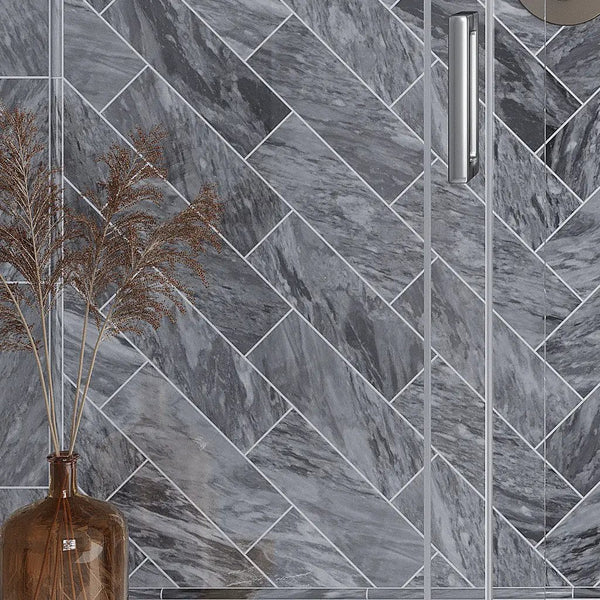 Gray 4x12 Polished Subway Bardiglio Nuvolato Marble Tile (15 pack, 5 sq ft/case)