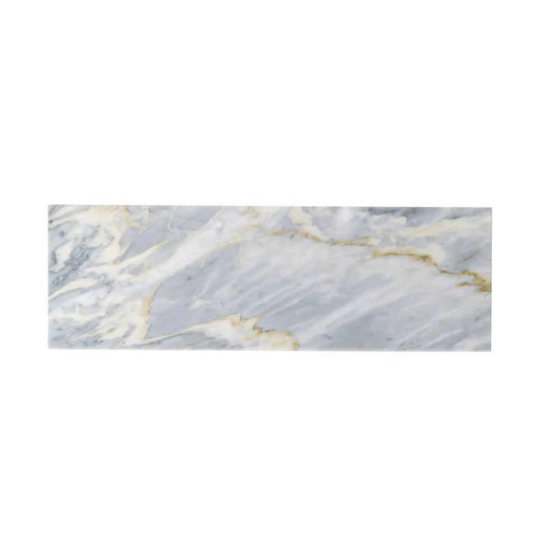 Gray 4x12 Polished Subway Calacatta Bluette Marble Tile (15 pack, 5 sq ft/case) by Apollo Tile
