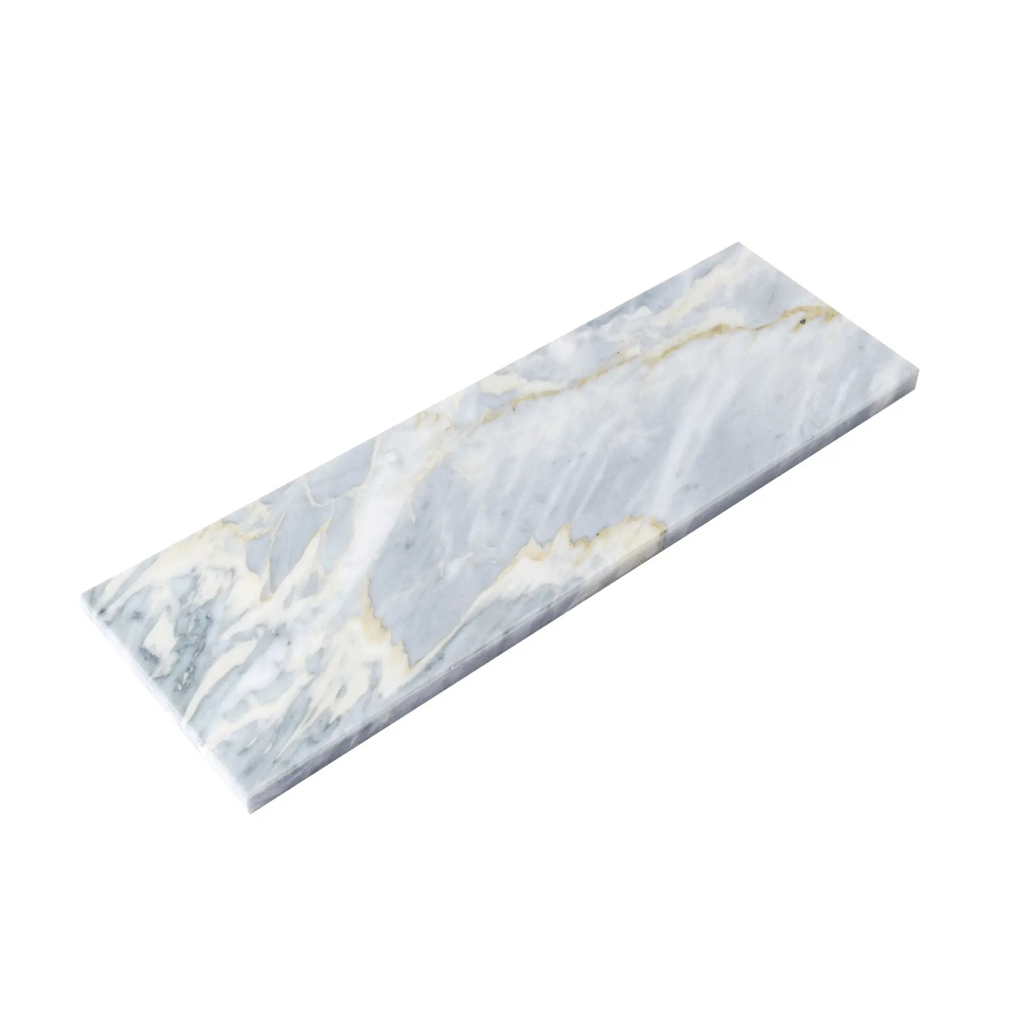 Gray 4x12 Polished Subway Calacatta Bluette Marble Tile (15 pack, 5 sq ft/case) by Apollo Tile