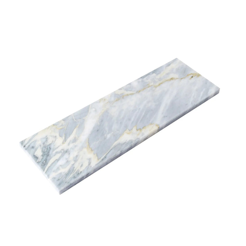 Gray 4x12 Polished Subway Calacatta Bluette Marble Tile (15 pack, 5 sq ft/case) by Apollo Tile